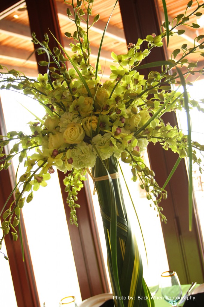 Green carnations for a wedding centerpiece