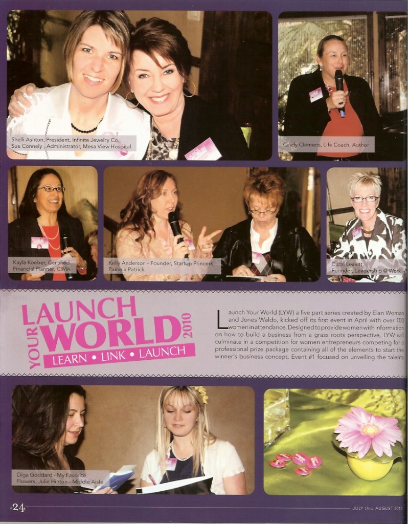 Olga Goddard created flowers for Launch Your World Event and has been featured in Elan Woman Magazine