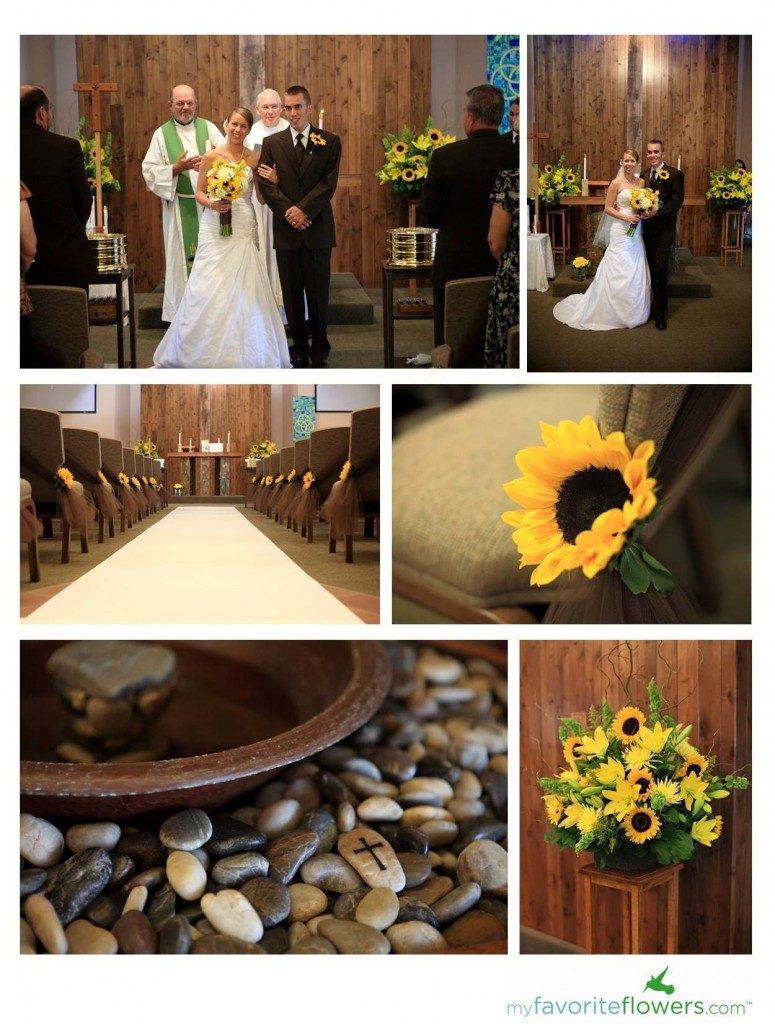 Chair decor with Sunflowers for a wedding ceremony
