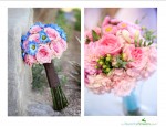 Blue Daisies and Pink Rose bouquet