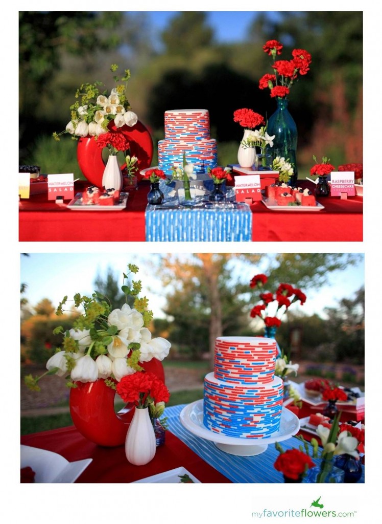 red,white and blue wedding cake ideas
